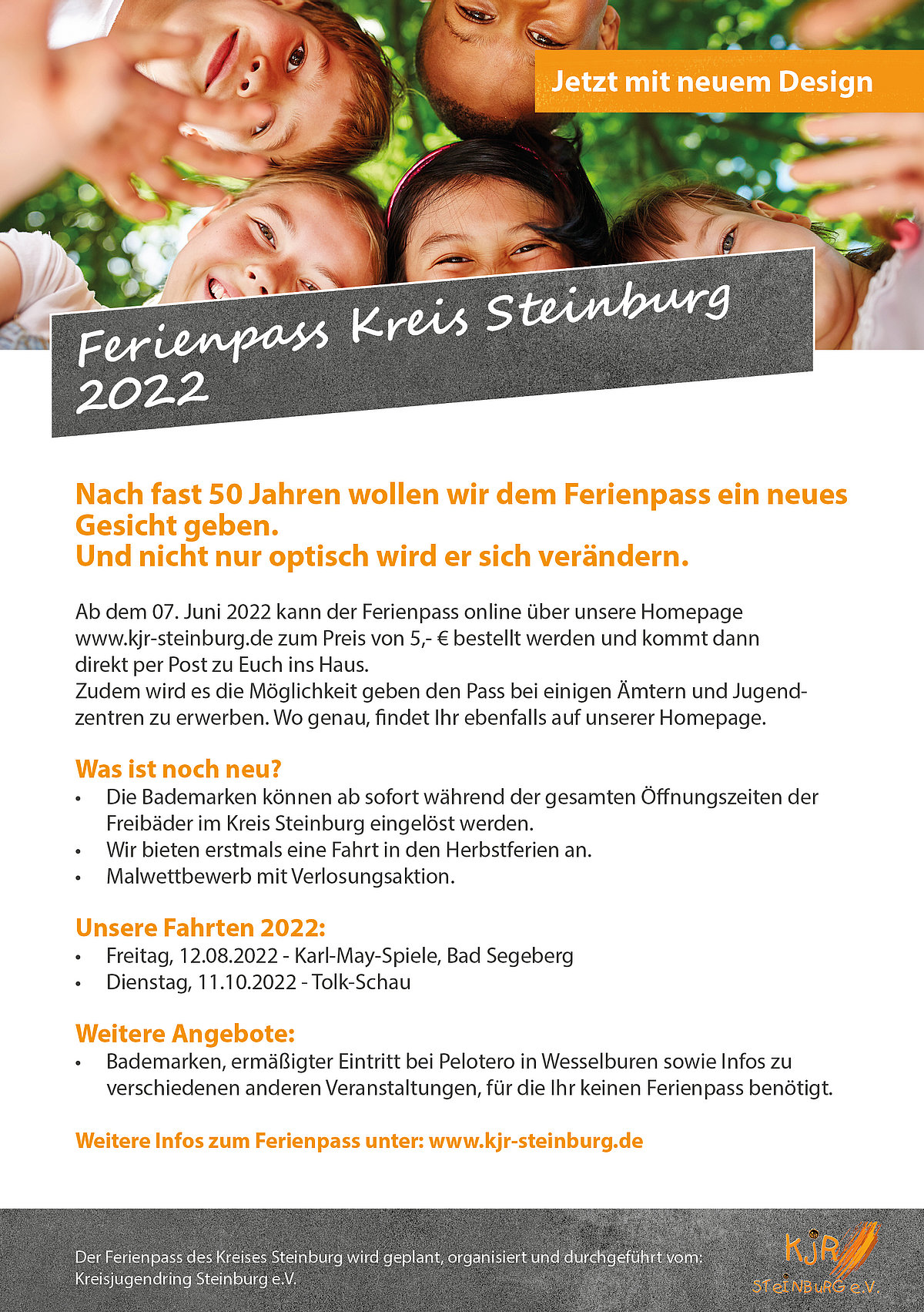 Flyer für den Ferienpass des Kreises Steinburg
